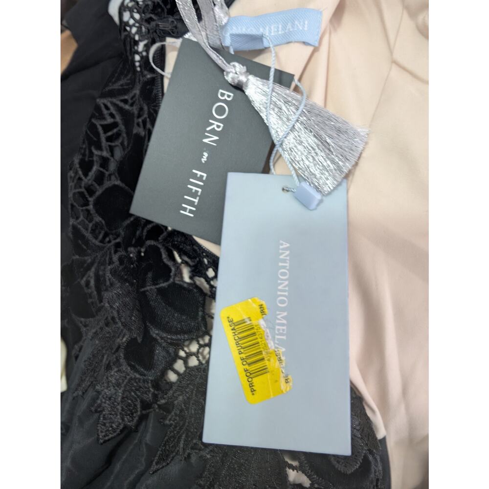 NWT@$269! ANTONIO MELANI/EMILY HERTZ! BLACK FLORAL LACE, RAW SATIN DRESS! SZ 6 - Picture 11 of 16